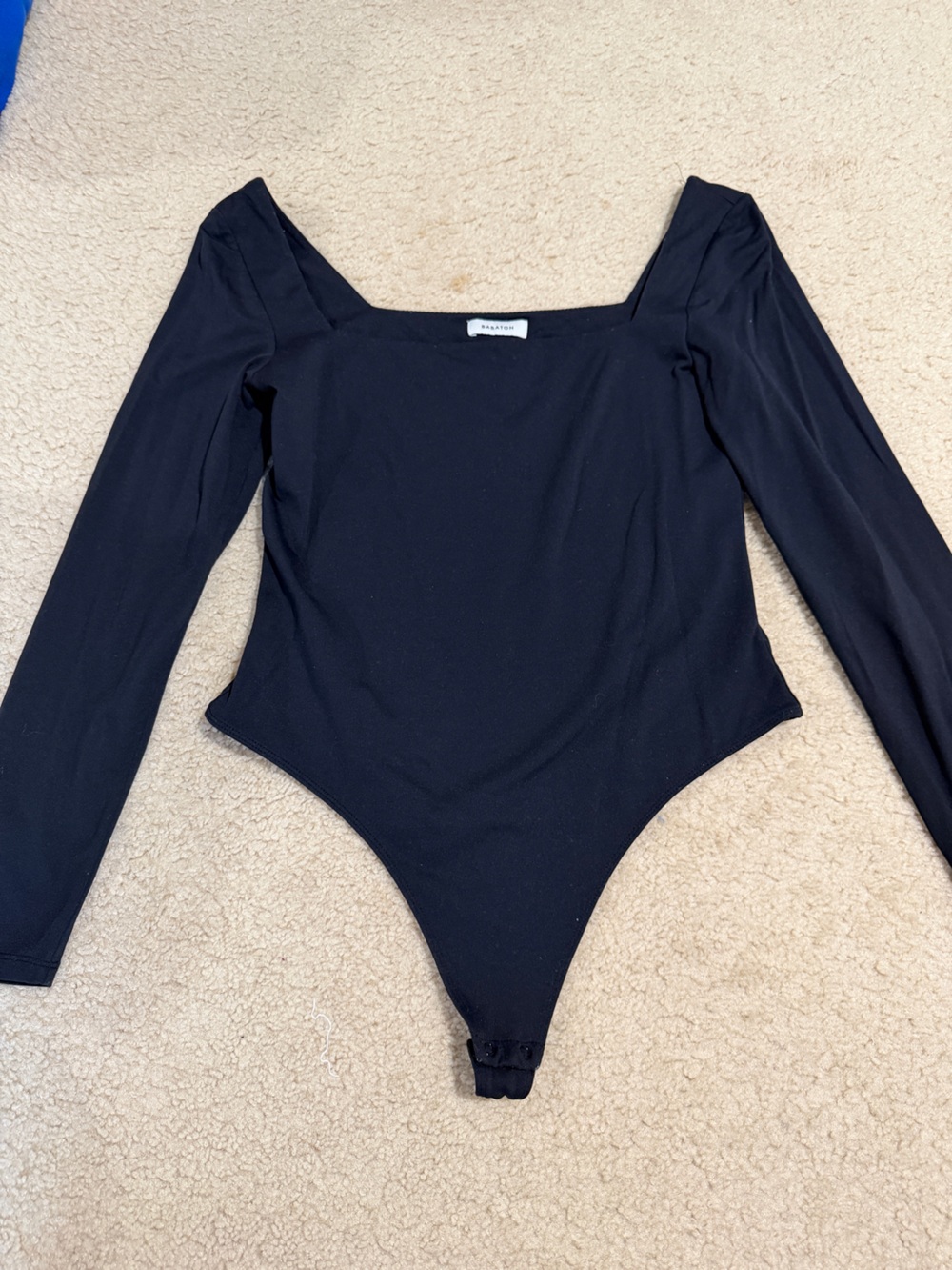 Aritzia Babaton Black Long Sleeve Square Neck One-Piece